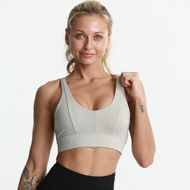 Shockproof Cross Straps Bra Running Gym Sports Bra Top